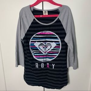 Roxy Girl Striped 3/4 Sleeved Jersey Shirt